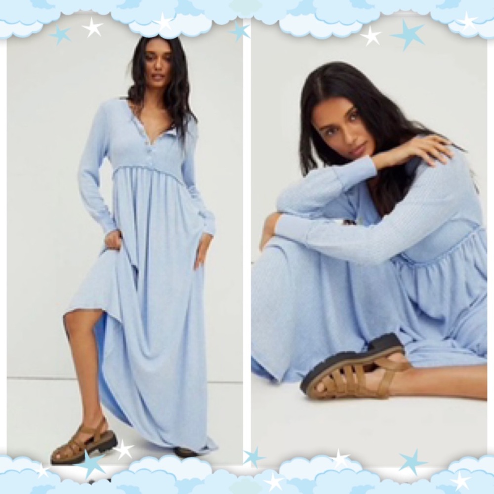 EUC! Free people Marissa Henley thermal maxi dress! Sz XS